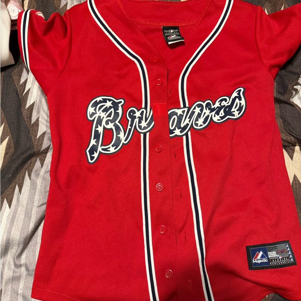 Majestic Red Braves women’s Jersey
